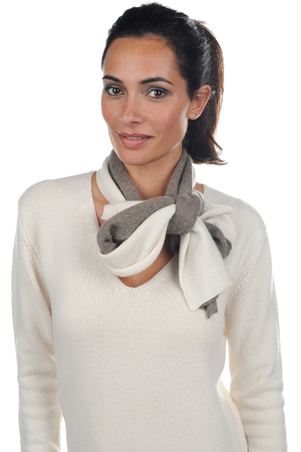Cashmere & Yak uomo sciarpe foulard luvo ecru grigio naturale 164 x 26 cm